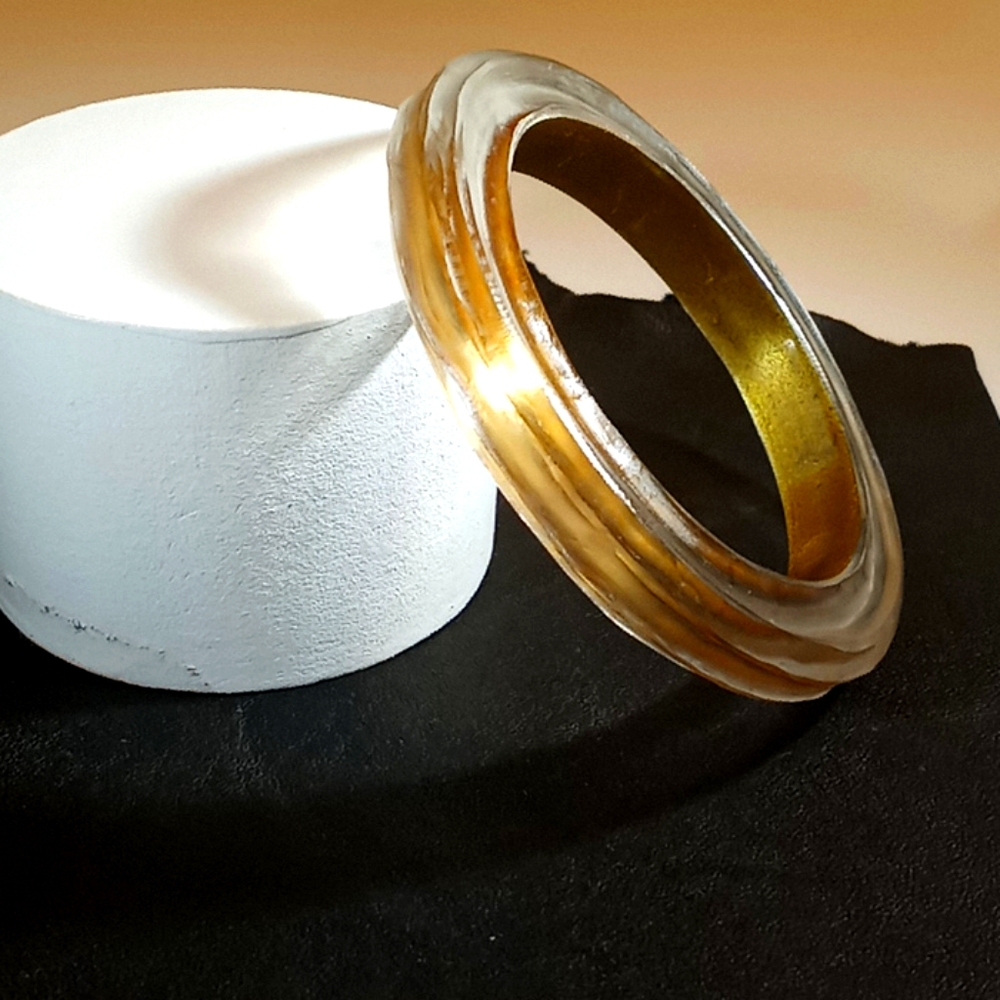 Alexis bittar pale gold textured lucite bangle